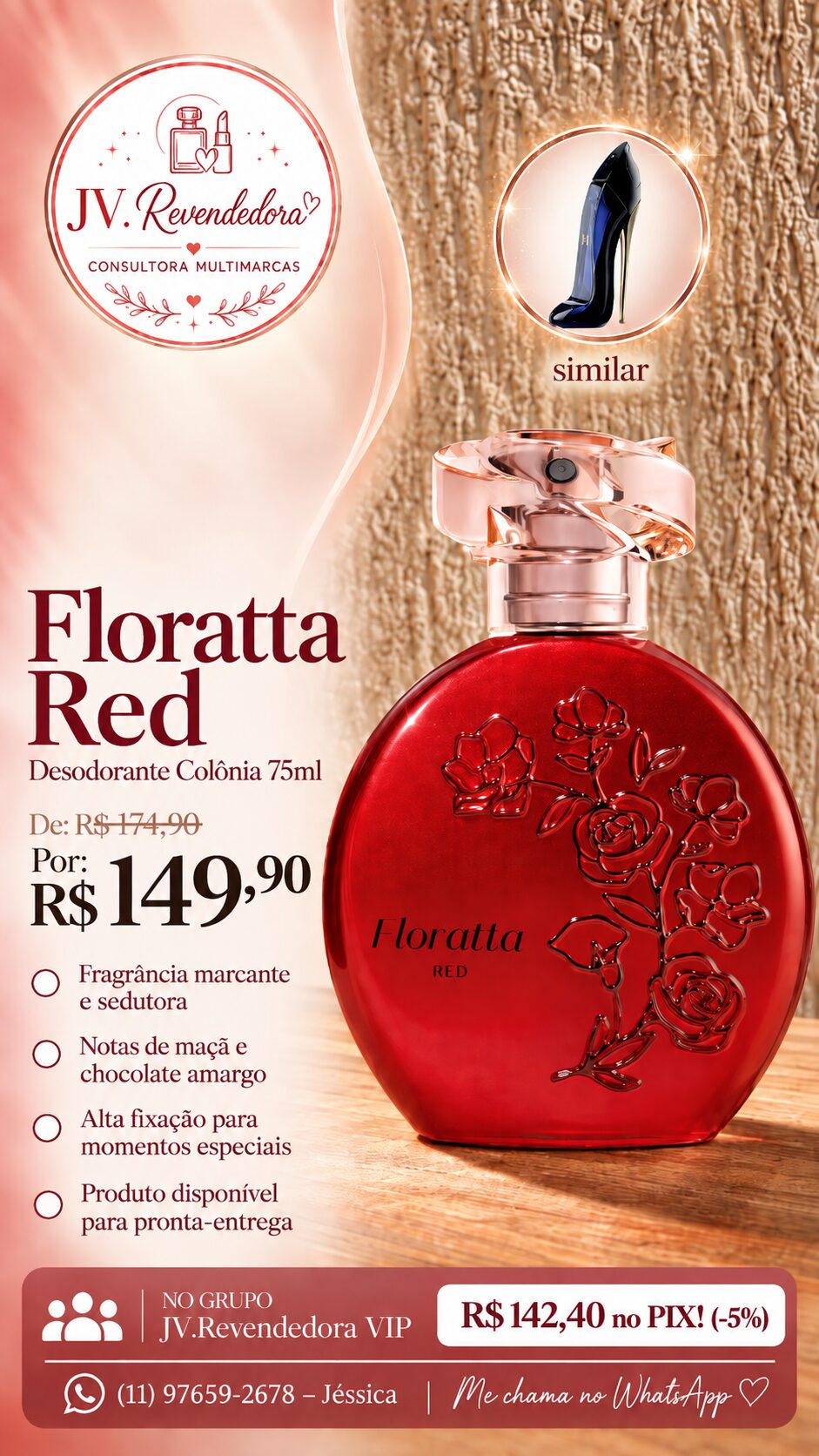 Floratta Red — Desodorante Colônia (75 ml)
