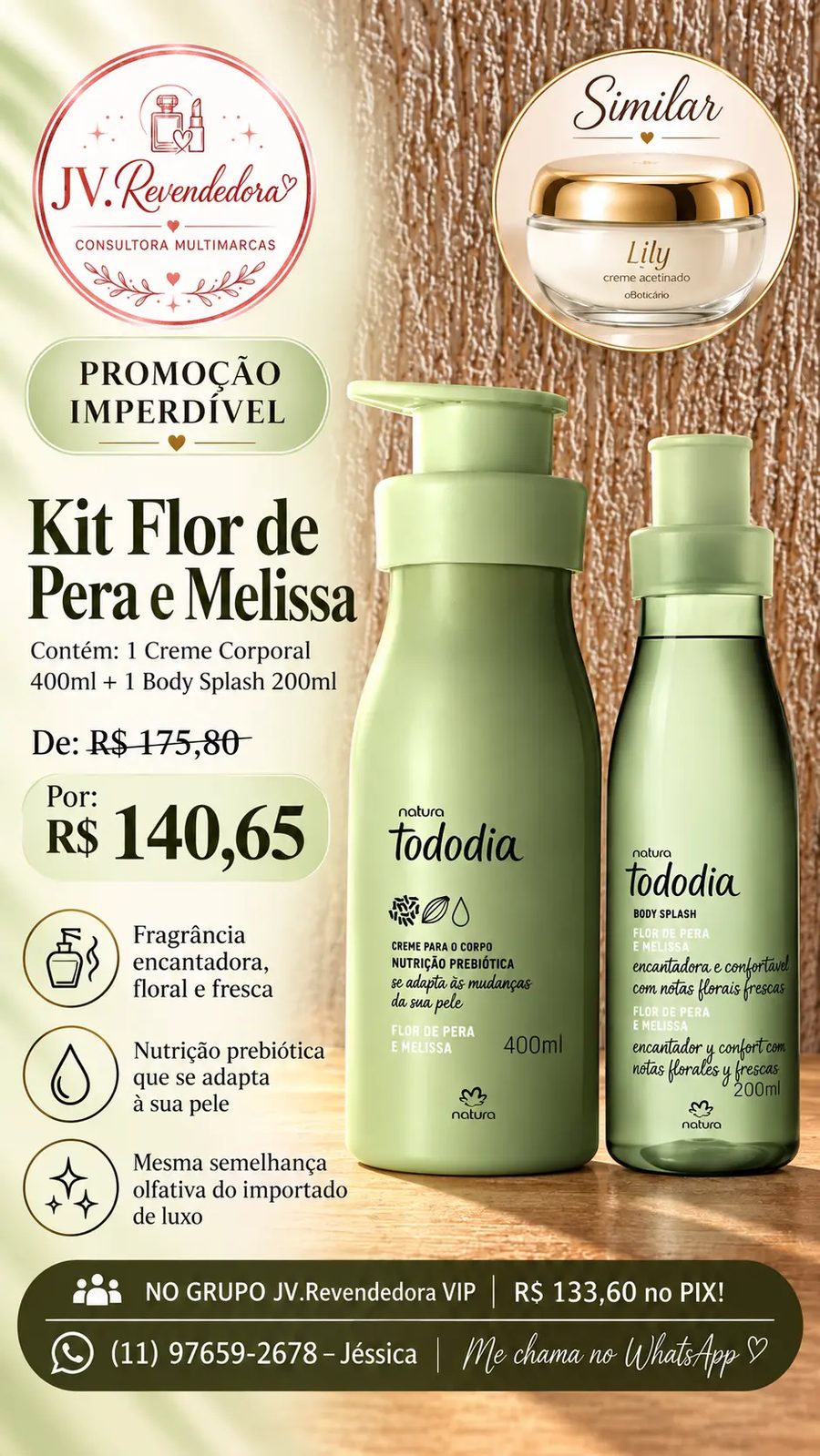 Kit Tododia Flor de Pera e Melissa (Creme 400ml + Body Splash 200ml)