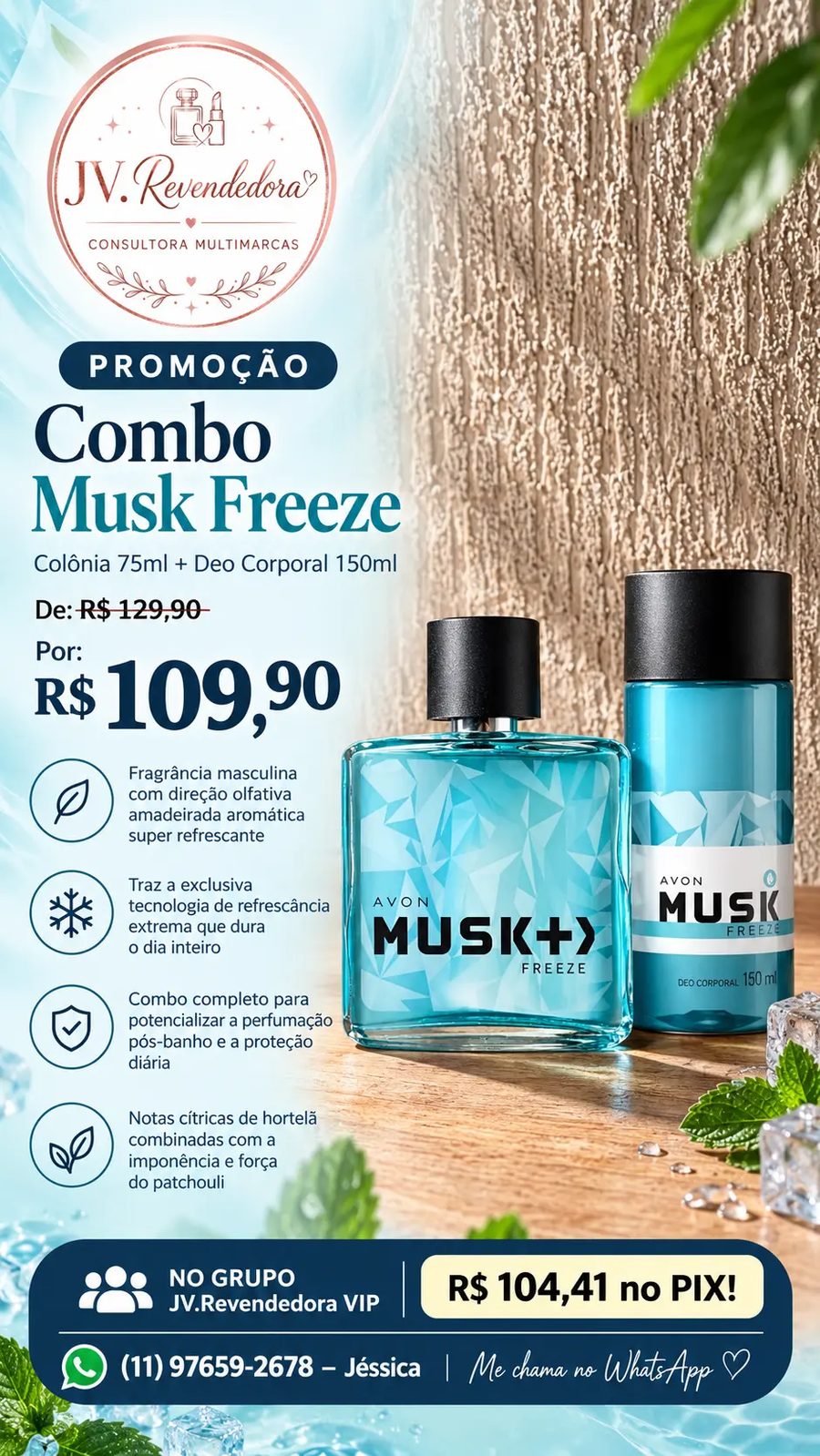 Combo Musk Freeze (Colônia 75ml + Deo Corporal 150ml)