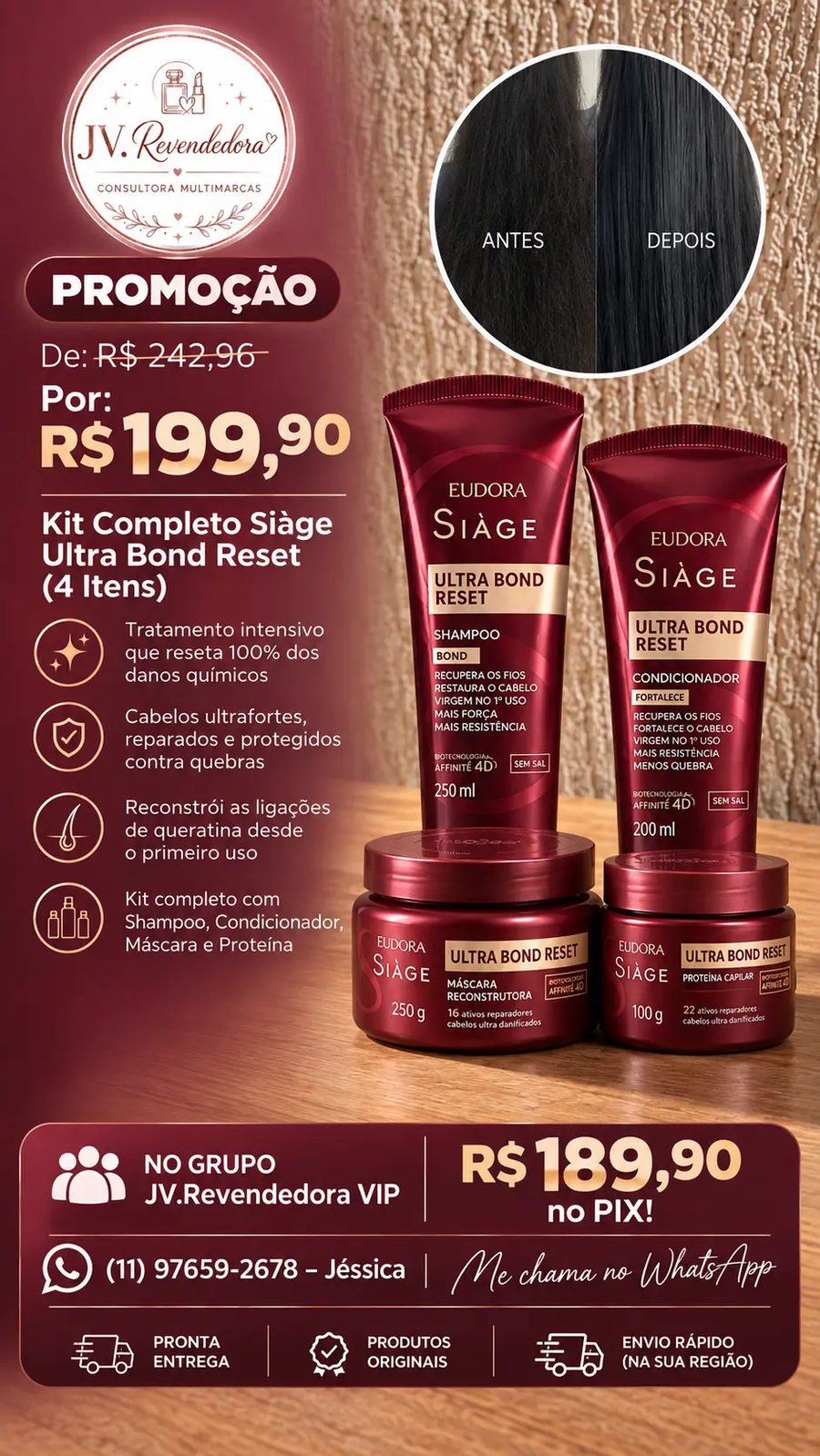 Kit Completo Siàge Ultra Bond Reset (4 itens)
