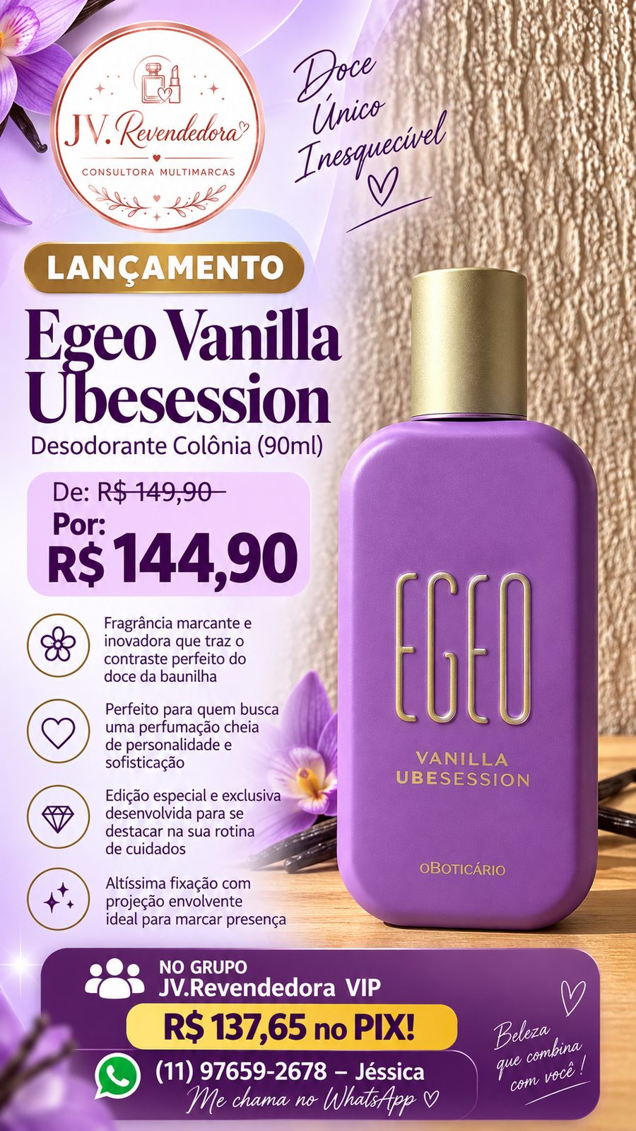 Egeo Vanilla Ubesession — Desodorante Colônia (90 ml)