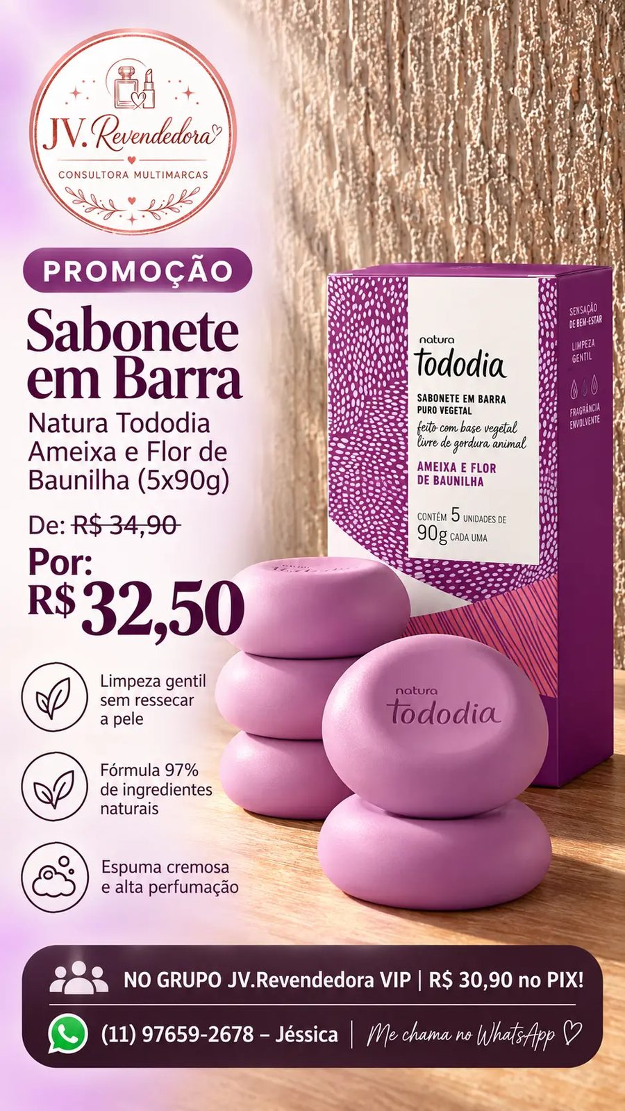 Tododia Ameixa e Flor de Baunilha (5x90g)