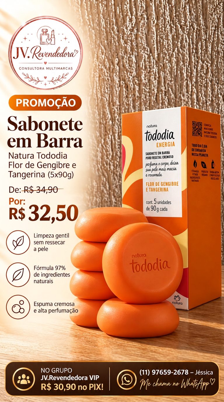 Tododia Energia — Flor de Gengibre e Tangerina (5x90g)