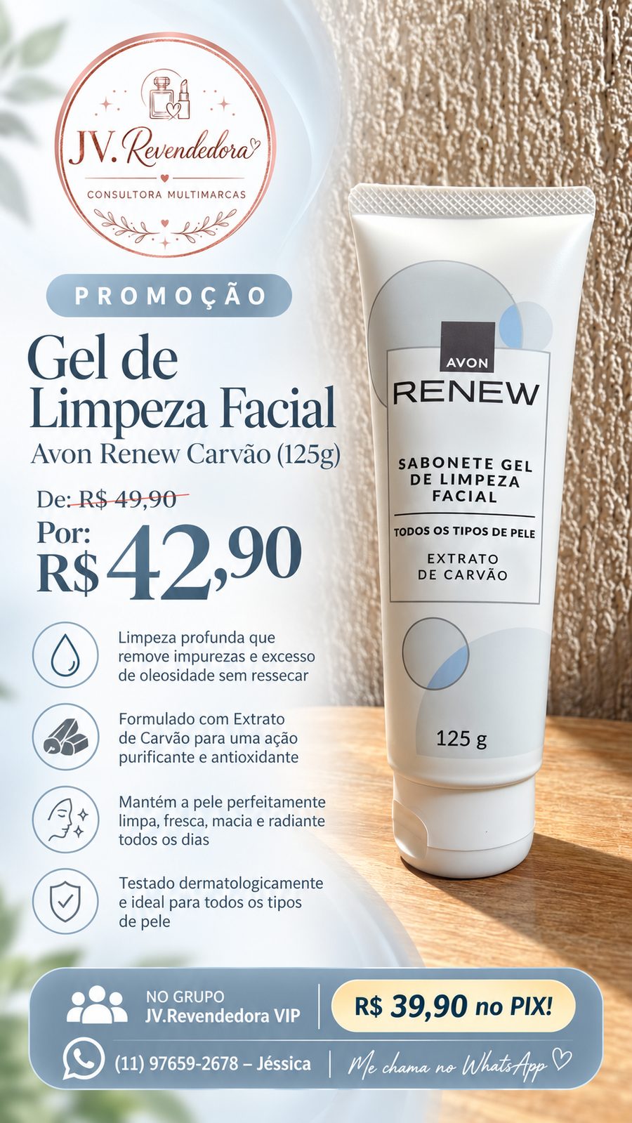Gel de Limpeza Facial Renew Carvão (125 g)