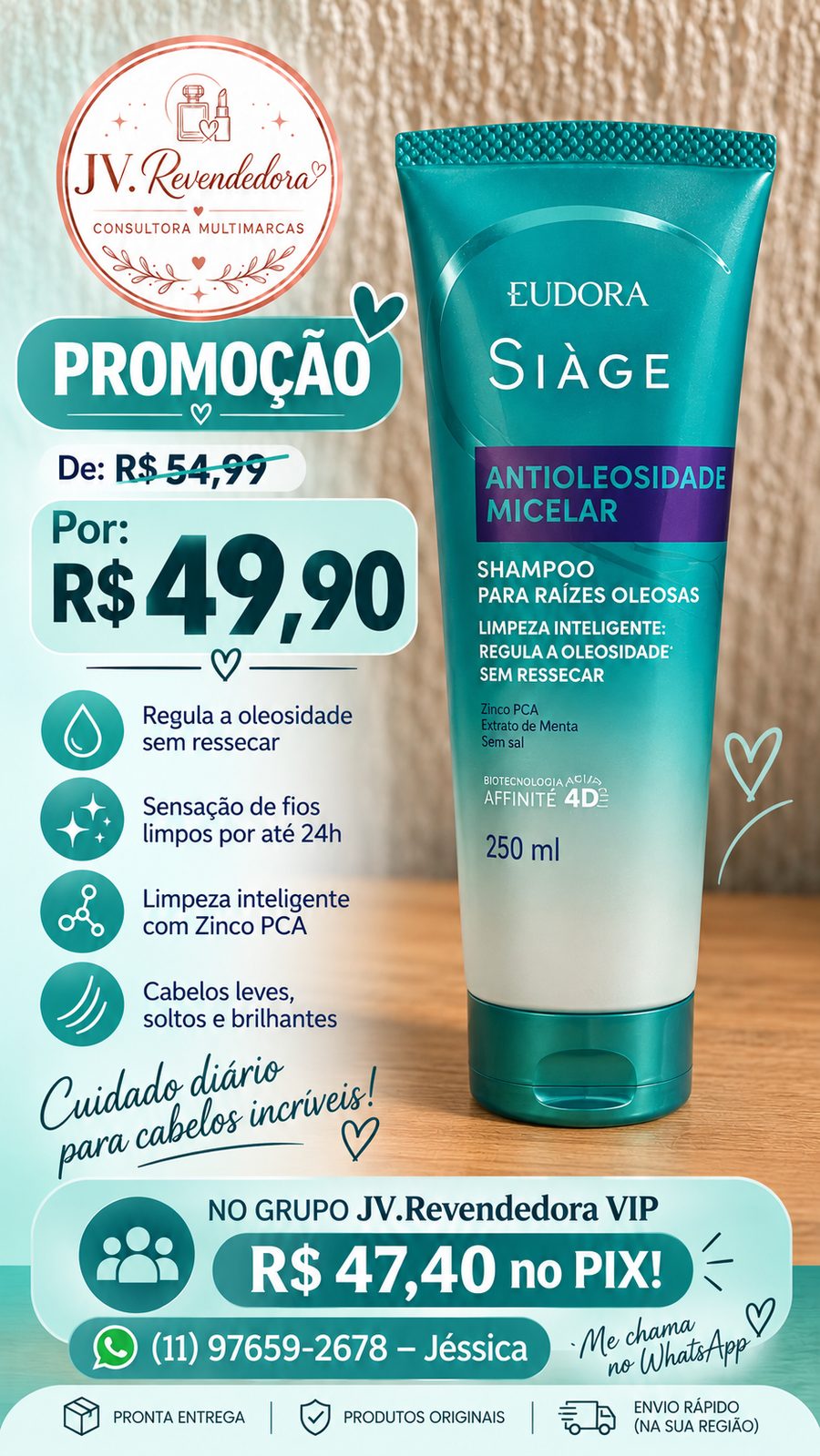 Siàge Antioleosidade Micelar — Shampoo (250 ml)