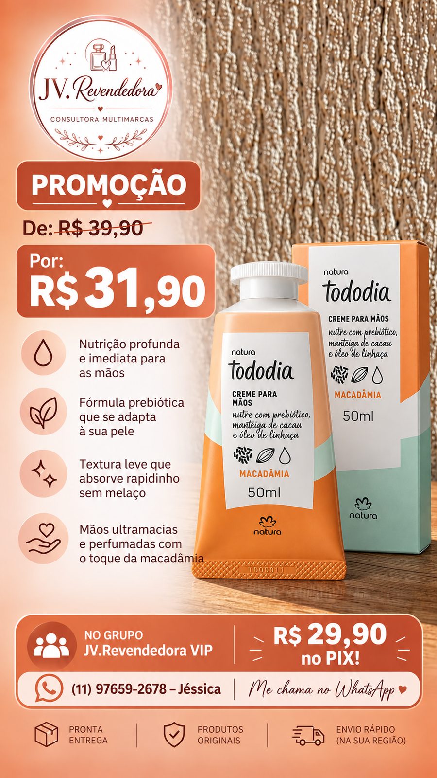 Tododia Creme para Mãos Macadâmia (50 ml)