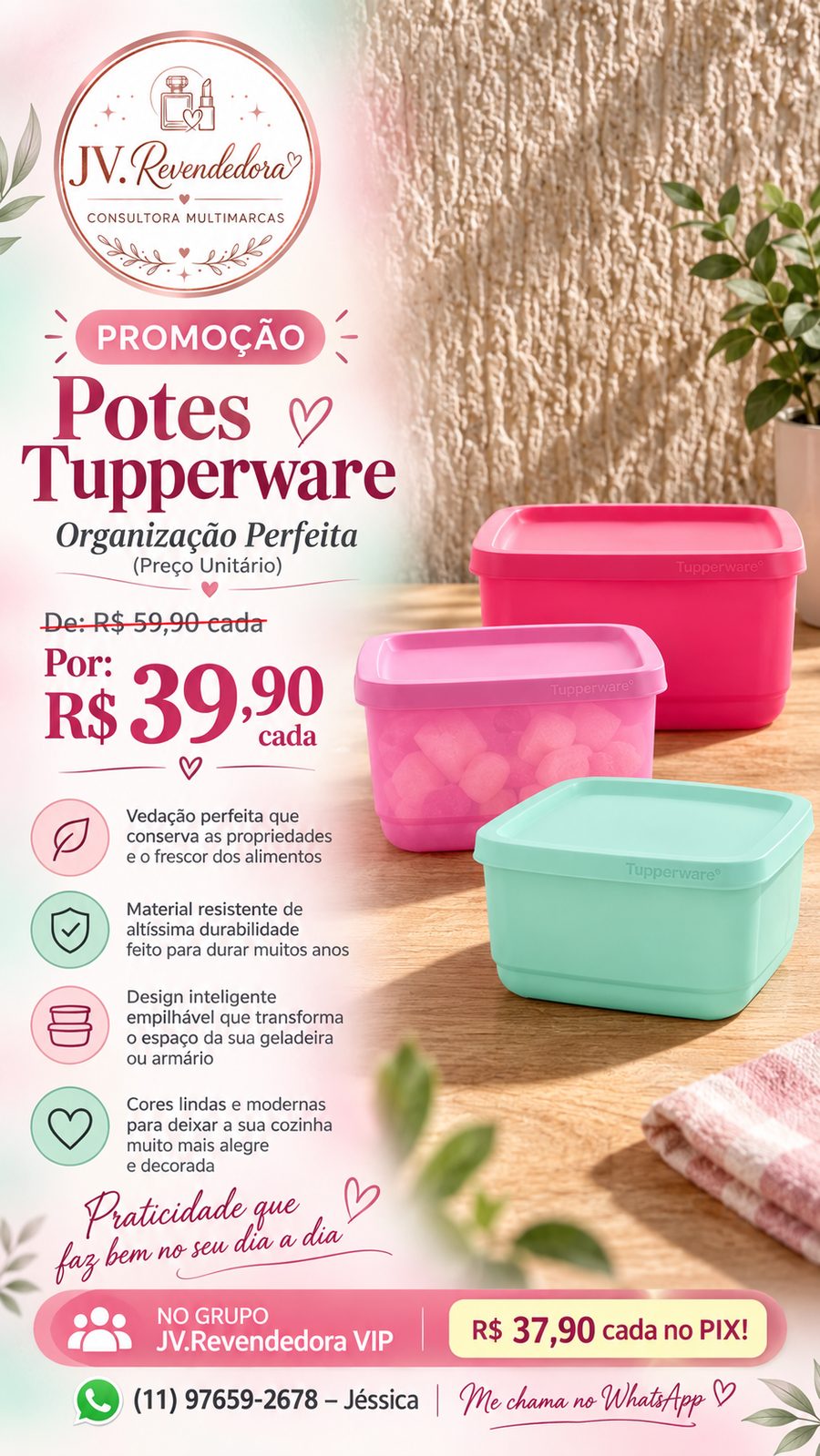 Potes Tupperware Organização Perfeita (Preço Unitário)